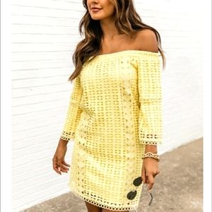 NEW! Pink Lily yellow crotchet dress